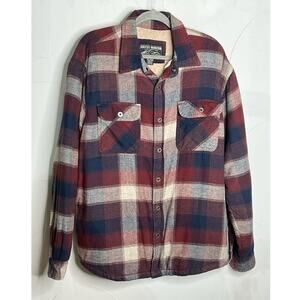 Grizzly Mountain Men Jacket Red Plaid Flannel Sherpa Lined‎ Shacket XXL